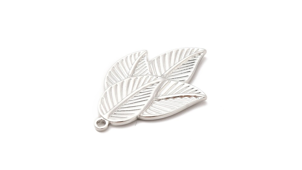 Pendentif feuille en acier inoxydable argent pendentif collier