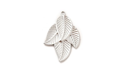 Pendentif feuille en acier inoxydable argent pendentif collier