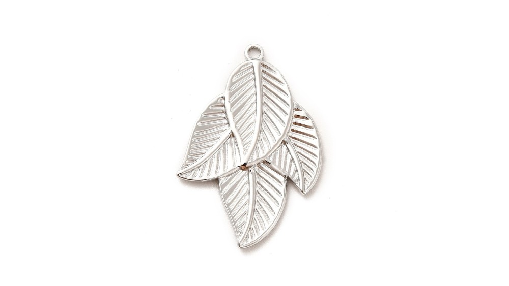 Pendentif feuille en acier inoxydable argent pendentif collier