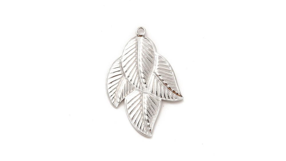 Pendentif feuille en acier inoxydable argent pendentif collier