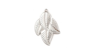 feuille en acier inoxydable argent pendentif collier