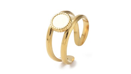 Bague support cabochon 6mm en acier inoxydable plaqué or 14k pour DIY
