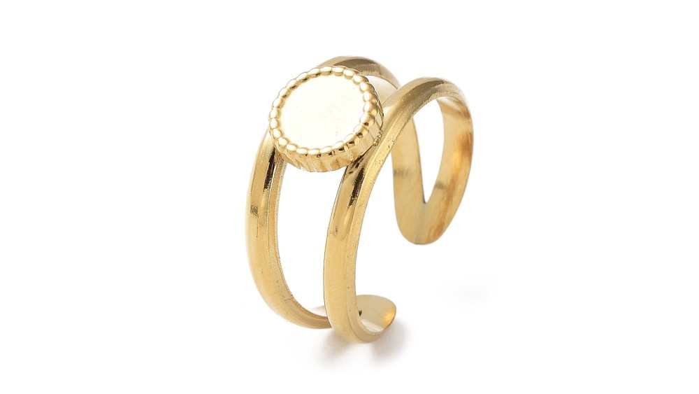 copy of Bague support rectangle pour cabochon 4mm acier plaqué or 18K