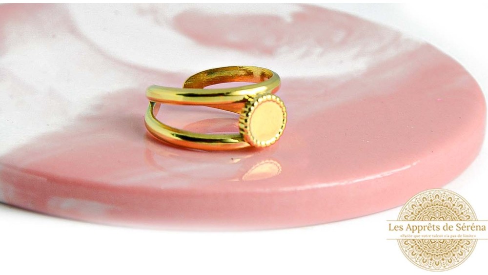 copy of Bague support rectangle pour cabochon 4mm acier plaqué or 18K