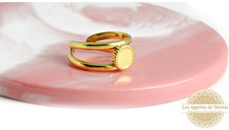copy of Bague support rectangle pour cabochon 4mm acier plaqué or 18K