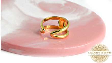 copy of Bague support rectangle pour cabochon 4mm acier plaqué or 18K