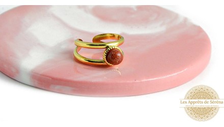 copy of Bague support rectangle pour cabochon 4mm acier plaqué or 18K