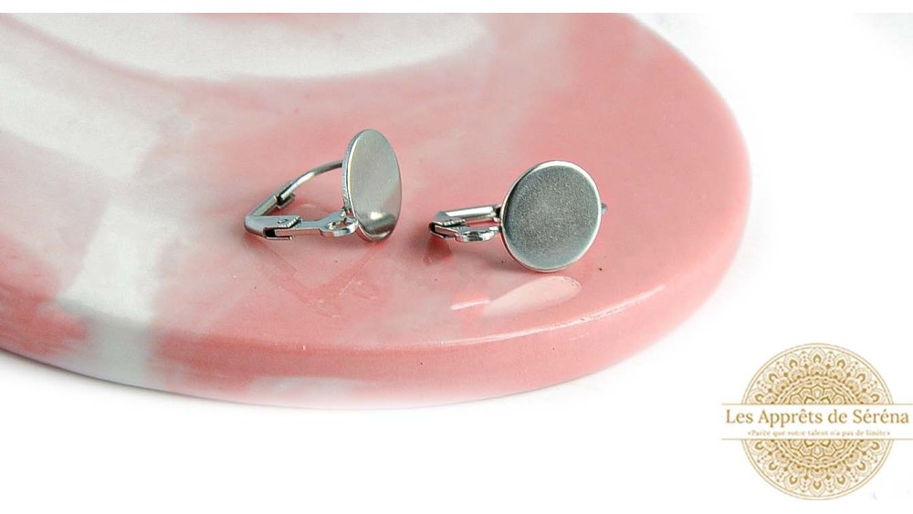 Support dormeuse acier à coller pour cabochon pour création de bijoux