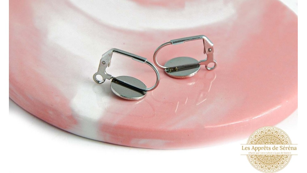 Support dormeuse acier à coller pour cabochon pour création de bijoux