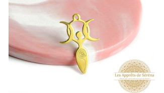 Pendentif acier triple lune et féminin sacré