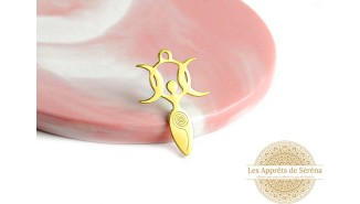 Pendentif acier triple lune et féminin sacré