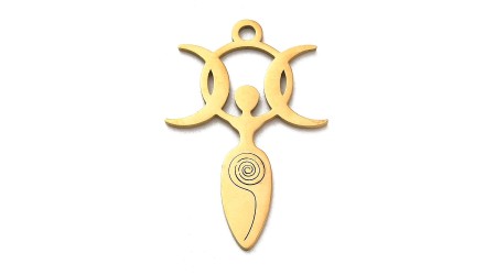 Pendentif acier triple lune et féminin sacré