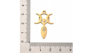 Pendentif acier triple lune et féminin sacré