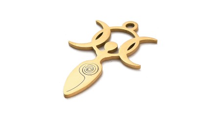 Pendentif acier triple lune et féminin sacré