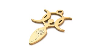 Pendentif acier triple lune et féminin sacré
