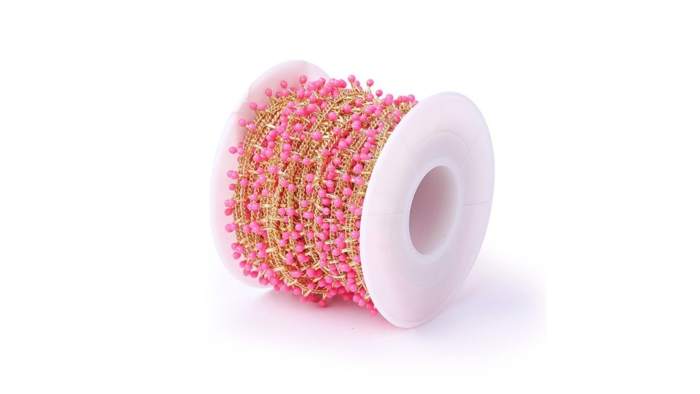 chaine emaillée fuchsia