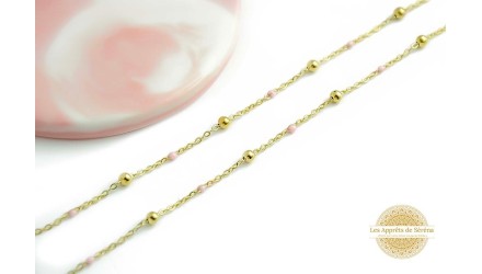 Chaîne acier inoxydable maille satellite émaillée rose tendre pour DIY