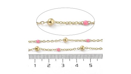 Chaîne acier inoxydable maille satellite émaillée rose tendre pour DIY