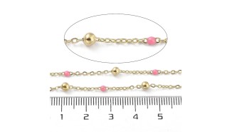 Chaîne acier inoxydable maille satellite émaillée rose tendre pour DIY