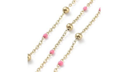 Chaîne acier inoxydable maille satellite émaillée rose tendre pour DIY