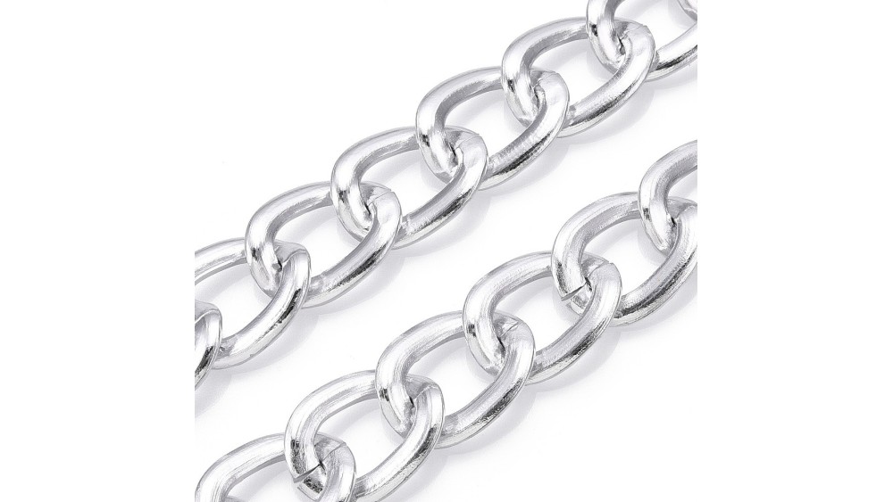 copy of Chaîne maille gourmette gros maillon 22x17mm en aluminium couleur or