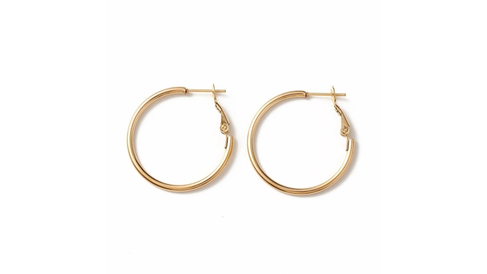 Paire de créoles 30mm en acier inoxydable plaqué or 24k