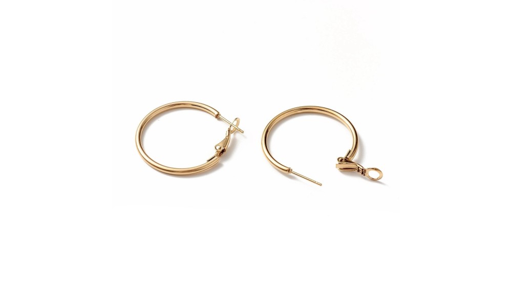 Paire de créoles 30mm en acier inoxydable plaqué or 24k