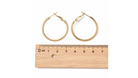 Paire de créoles 30mm en acier inoxydable plaqué or 24k