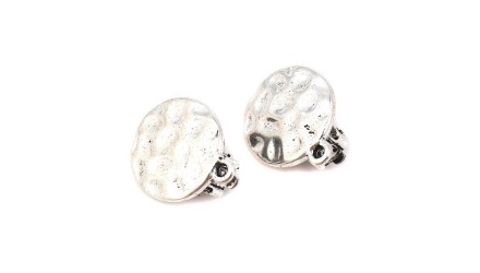 Paire de clips d'oreille ronds effet martelé en zamak