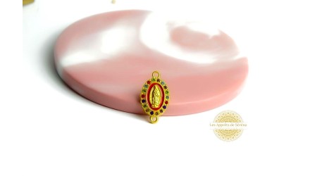 Connecteur médaille religieuse émaillée 24x13.5mm