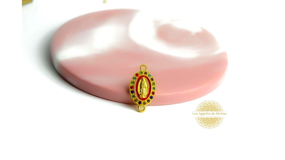 Connecteur médaille religieuse émaillée 24x13.5mm