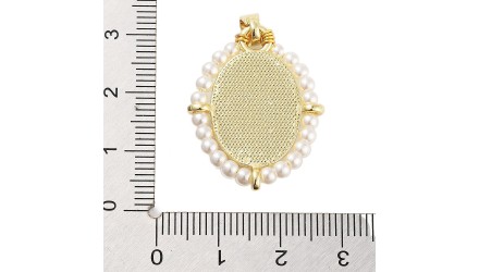 Médaille religieuse émaillée 28x22mm laiton plaqué or 18k