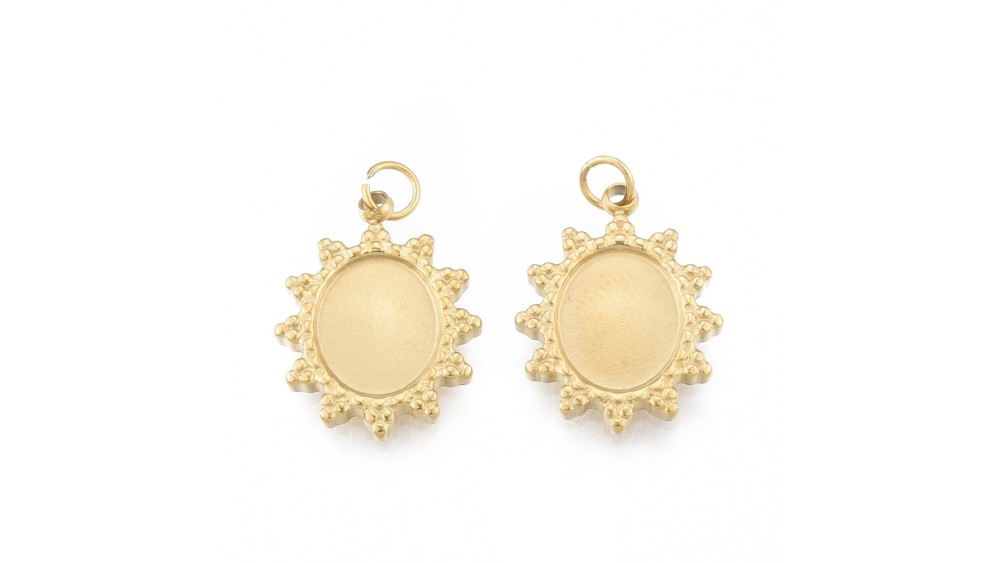 Pendentif support cabochon soleil acier 304