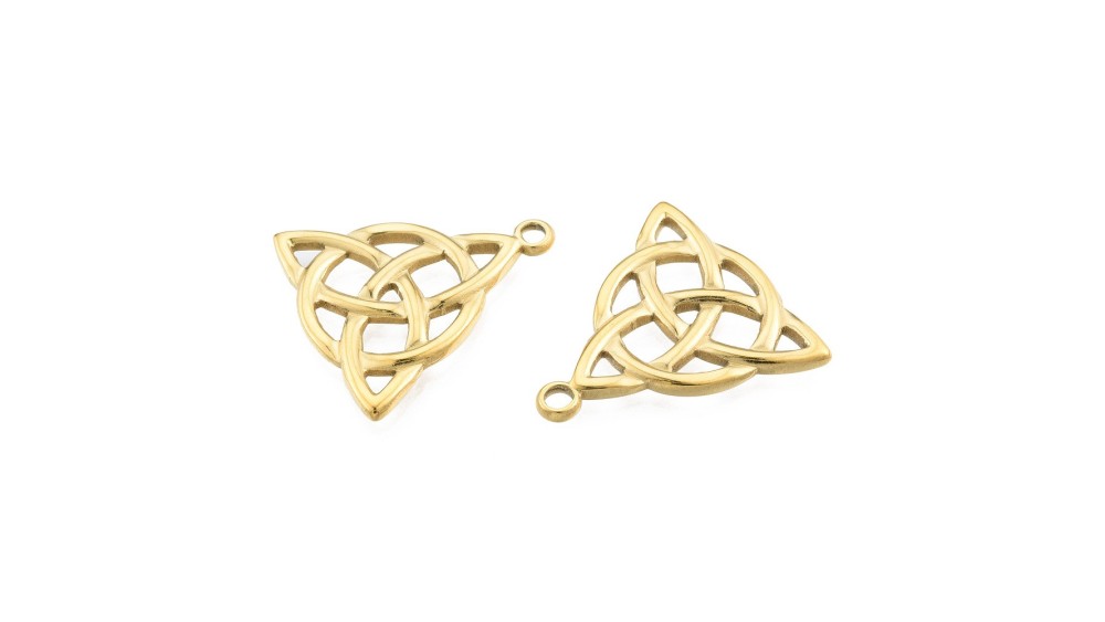 Pendentif Triskel acier inoxydable plaqué or 18K