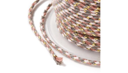 Cordon 1.5mm en coton 4 fils rose ancien