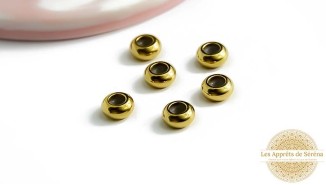 Perle stoppeur 8x4mm et 6x3mm en acier inoxydable couleur or