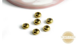 Perle stoppeur 8x4mm et 6x3mm en acier inoxydable couleur or