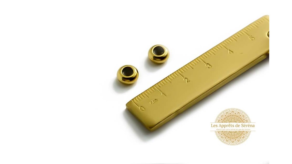 Perle stoppeur 8x4mm et 6x3mm en acier inoxydable couleur or