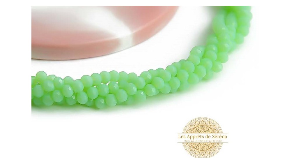 Perles à facettes 3.5mm vert opale