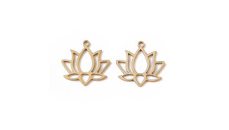 Pendentif fleur de lotus en acier inoxydable plaqué or 18k pour DIY