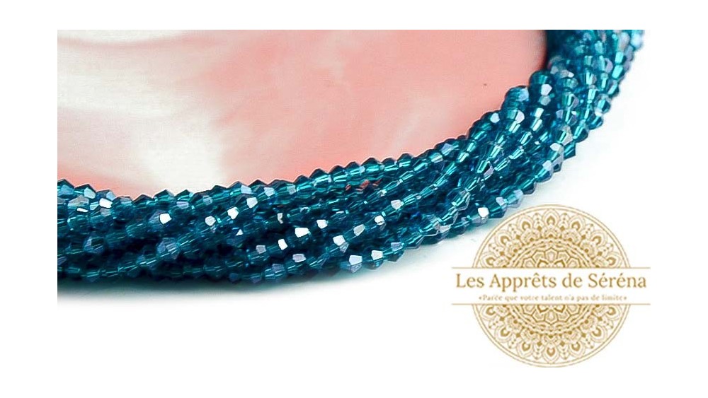 perle toupie bleu de Prusse 3mm