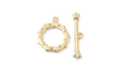 copy of FFermoir Toggle  14mm laiton plaqué or 18k strass zirconium