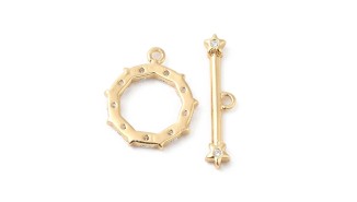 copy of FFermoir Toggle  14mm laiton plaqué or 18k strass zirconium