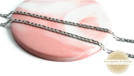 Chaîne 5x4mm maille figaro acier inoxydable couleur acier