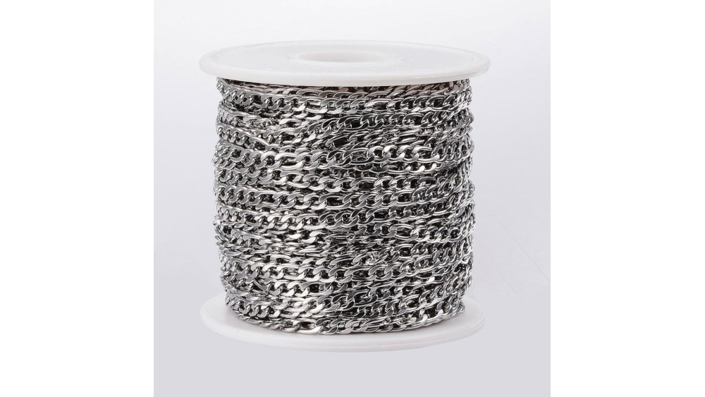 chaine acier figaro argent