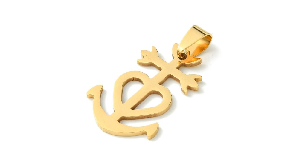 copy of Pendentif croix camarguaise en laiton plaqué or 18k