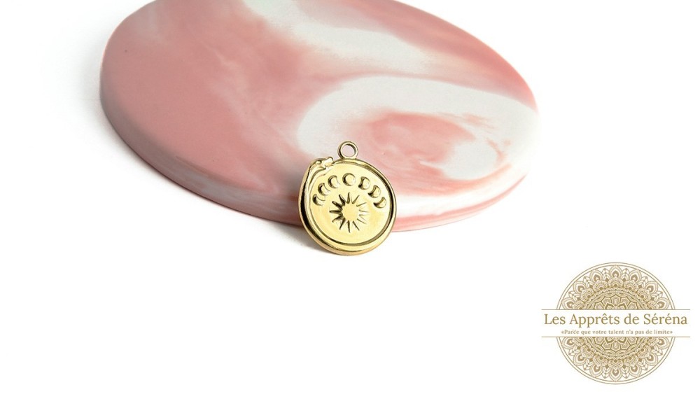 copy of Pendentif rond médaille serpent Kundalini et phases lunaires
