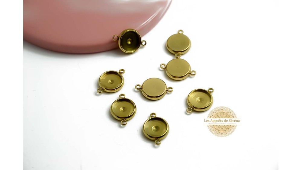 copy of Connecteurs support cabochon 12mm acier couleur or