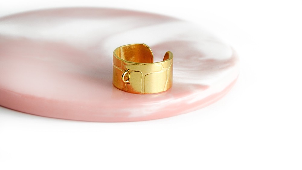 Bague acier texturé support pendentif anneau en acier inoxydable or