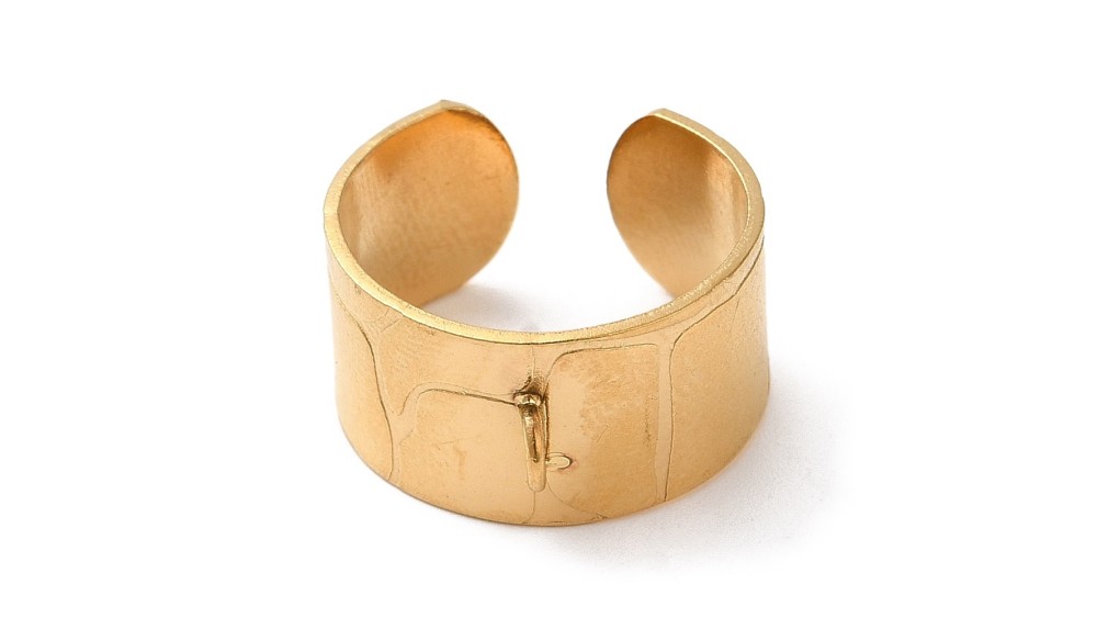 Bague acier texturé support pendentif anneau en acier inoxydable or